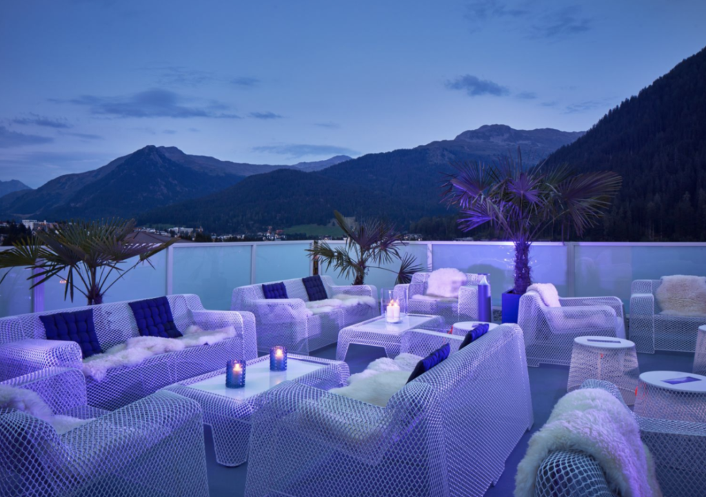 Private event hire of the rooftop at Hard Rock Hotel in Davos Switzerland